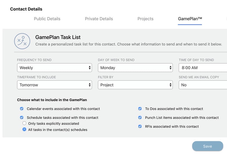 GamePlan™ Task Lists