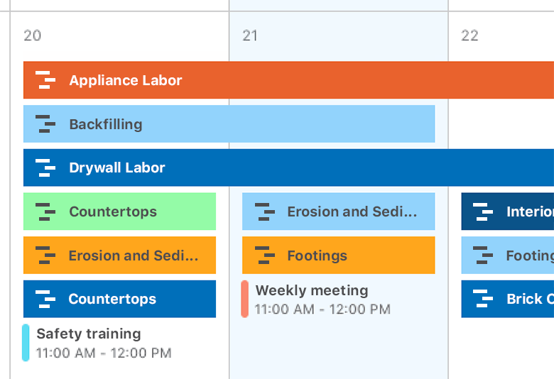 Construction calendars and scheduling software