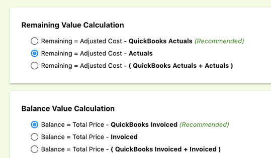 Flexible Calculation Methods