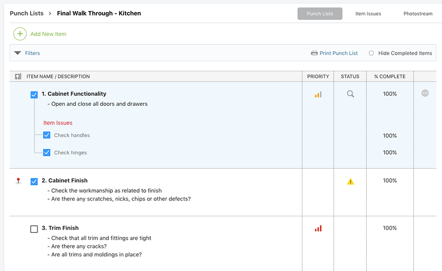 Construction Punch List Software