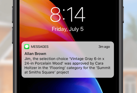 Construction Selection Sheets | Email and Text Notifications | Home Builder Software | Mobile Client Logins
