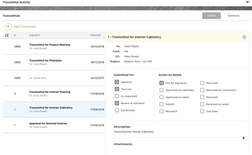 ConstructionOnline Transmittals ConstructionOnline Transmittals