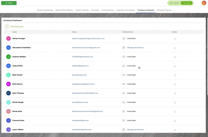 ConstructionOnline User Permissions
