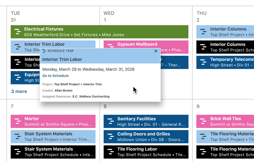 Construction Project Calendars
