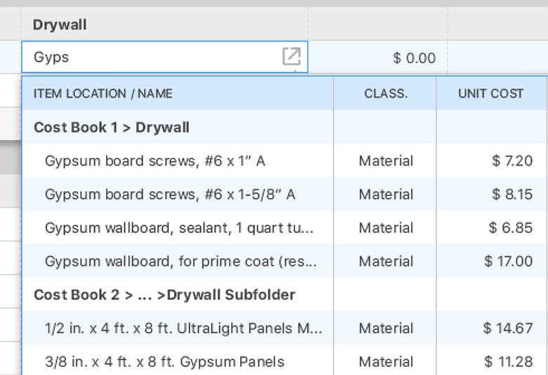 Construction Item Database Software UDA