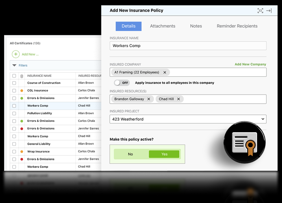 Construction Insurance Tracking Software Available in ConstructionOnline