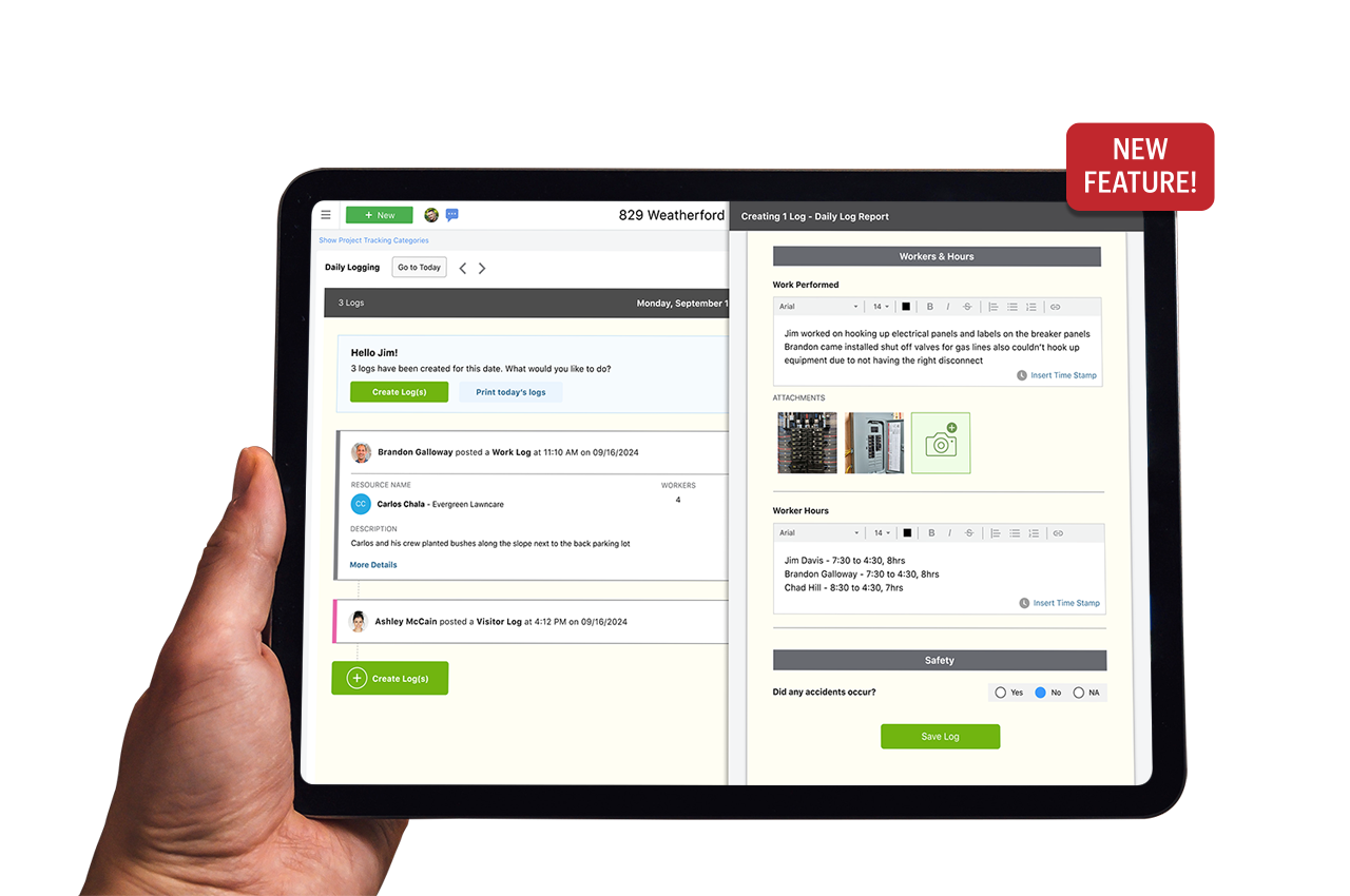 ConstructionOnline Daily Logging in iPad ConstructionOnline Daily Logging in iPad