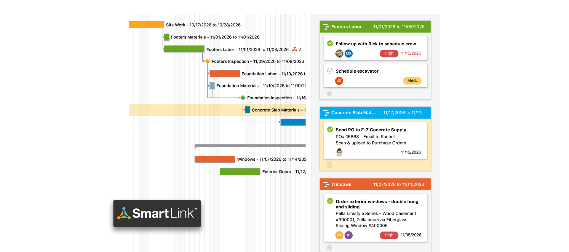 SmartLink - only in ConstructionOnline | Link Construction Schedule Tasks and Project To Dos | Construction Scheduling Software SmartLink - only in ConstructionOnline | Link Construction Schedule Tasks and Project To Dos | Construction Scheduling Software