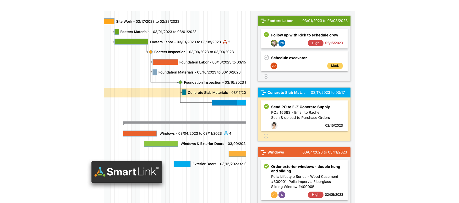 SmartLink - only in ConstructionOnline | Link Construction Schedule Tasks and Project To Dos | Construction Scheduling Software