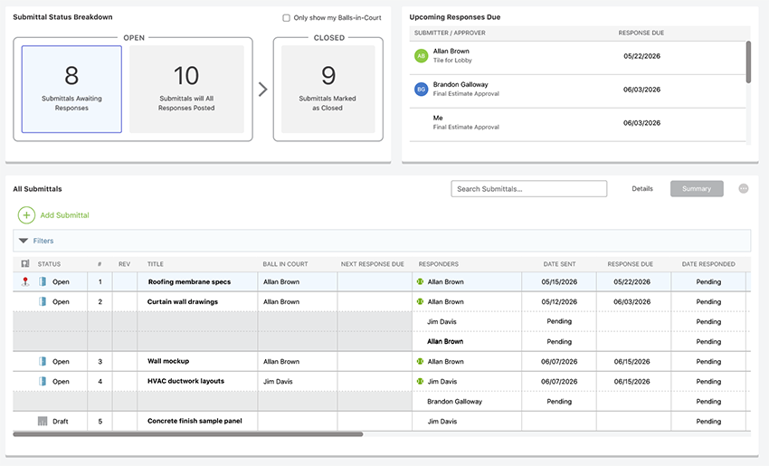 Construction Submittal Tracking Software