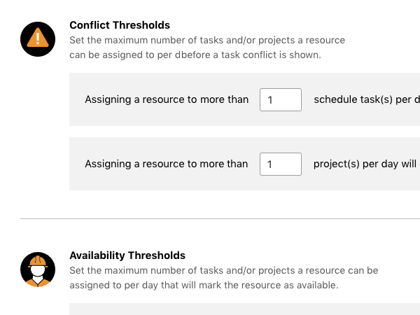 Set conflict and availability thresholds