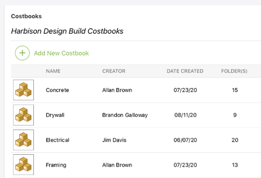 Centralized costs in costbooks