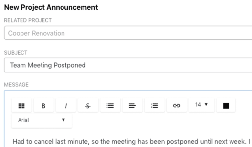 Add links, format text, and more with project announcements
