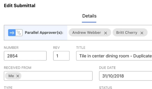 Submittals Edit View
