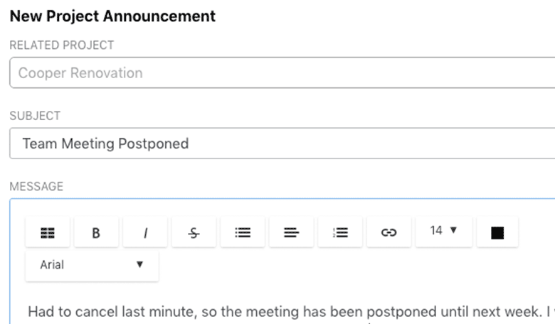 Add links, format text, and more with project announcements