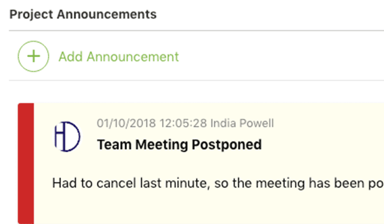Communicate with your team using project announcements