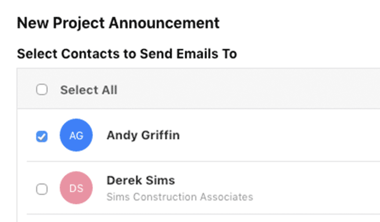 Choose announcement recipients from contacts