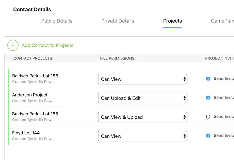 Contact management in ConstructionOnline