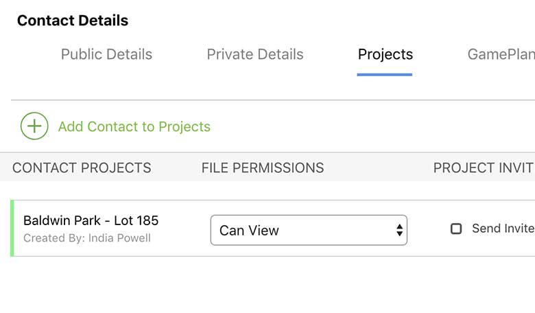 Assign contacts to selected projects