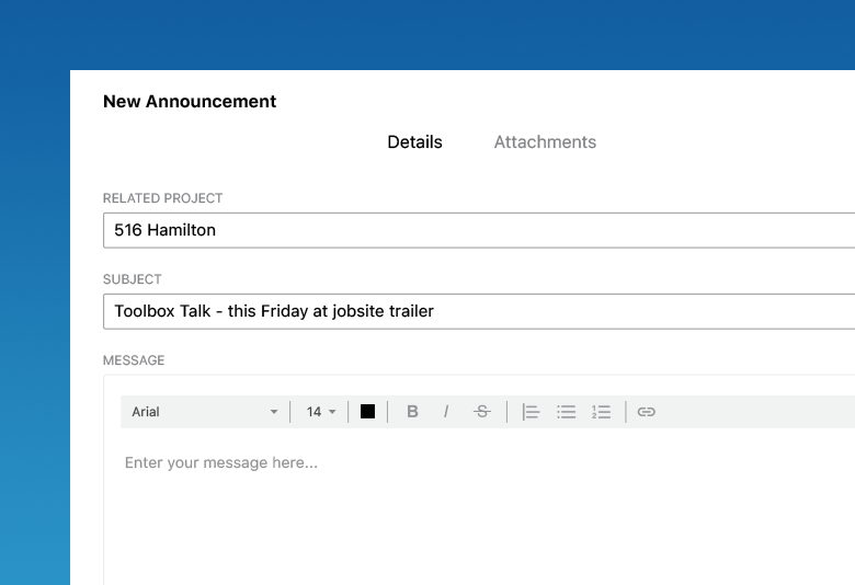 Add links, format text, and more with project announcements