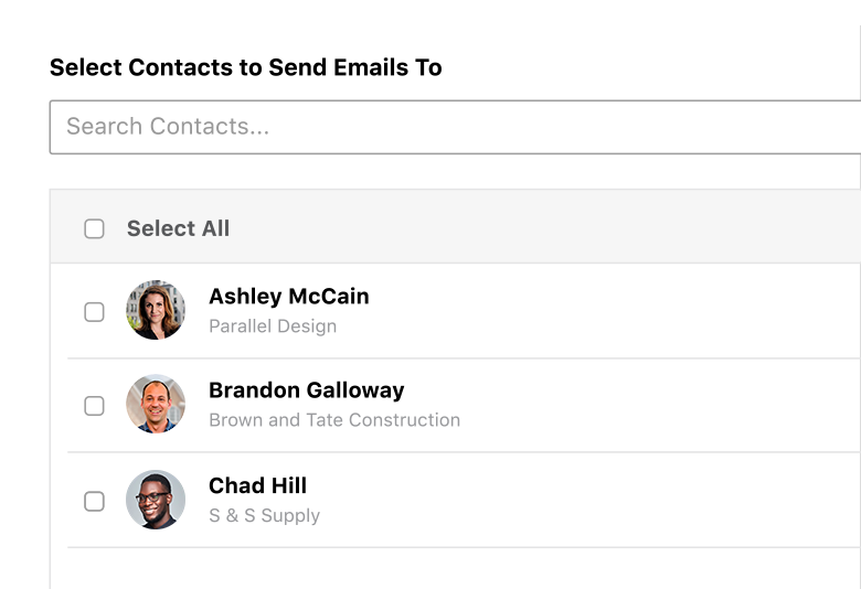 Choose announcement recipients from contacts