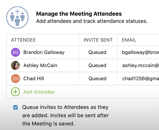 Automated invites and reminders for meetings in ConstructionOnline