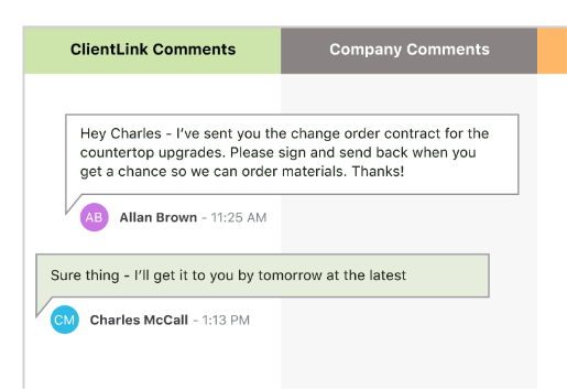 Change Orders Comments