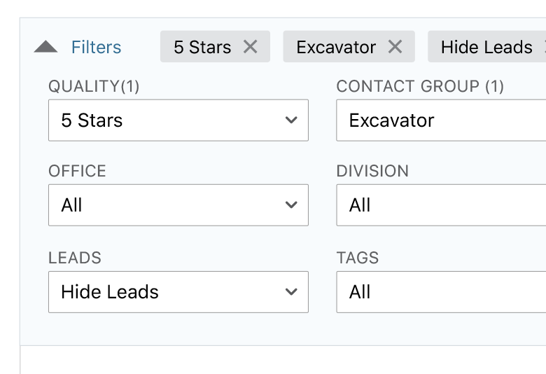 Filter contacts in ConstructionOnline