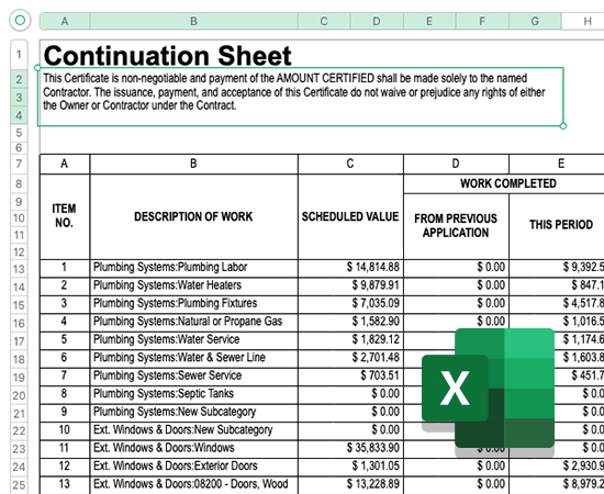 Print Pay Apps that include Continuation Sheet and Schedule of Values