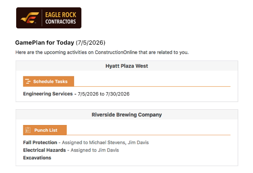Automated GamePlan emails and reminders