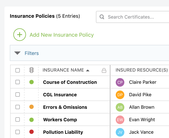 Track Construction Insurance Policies, Construction Licenses, Construction Bonds, and Construction Certifications | Insurance Tracking Software | Certificate Tracking Software | UDA ConstructionOnline | Construction Project Management Software