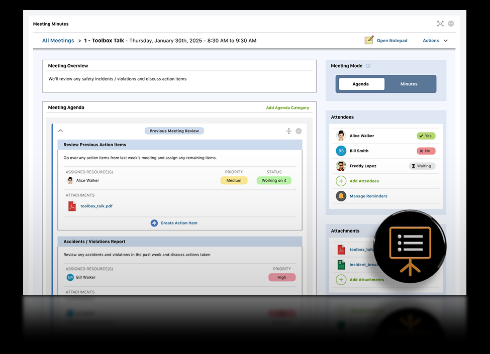 ConstructionOnline Meeting Minutes Software