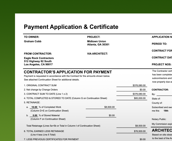 Create Construction Payment Applications in ConstructionOnline