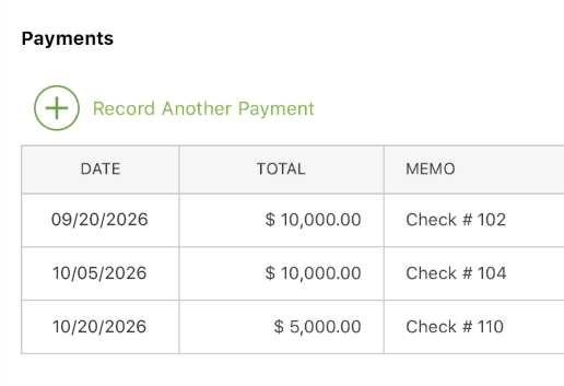 Record payments on invoices
