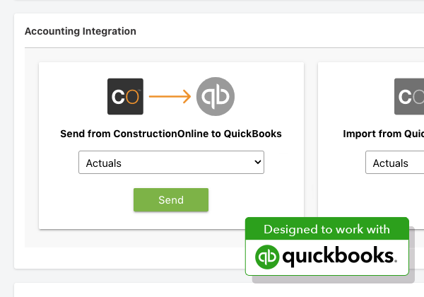 ConstructionOnline Accounting Integration | QuickBooks | QuickBooks Online | Construction Job Costing Software