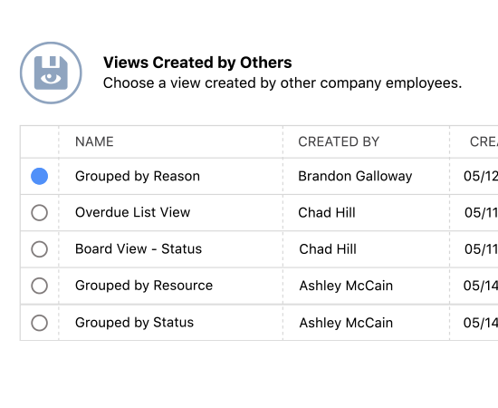 Saved views in change orders