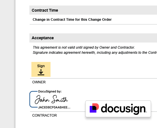 Trusted eSignature Tools for Construction Contracts and Documents in ConstructionOnline with Docusign Integration