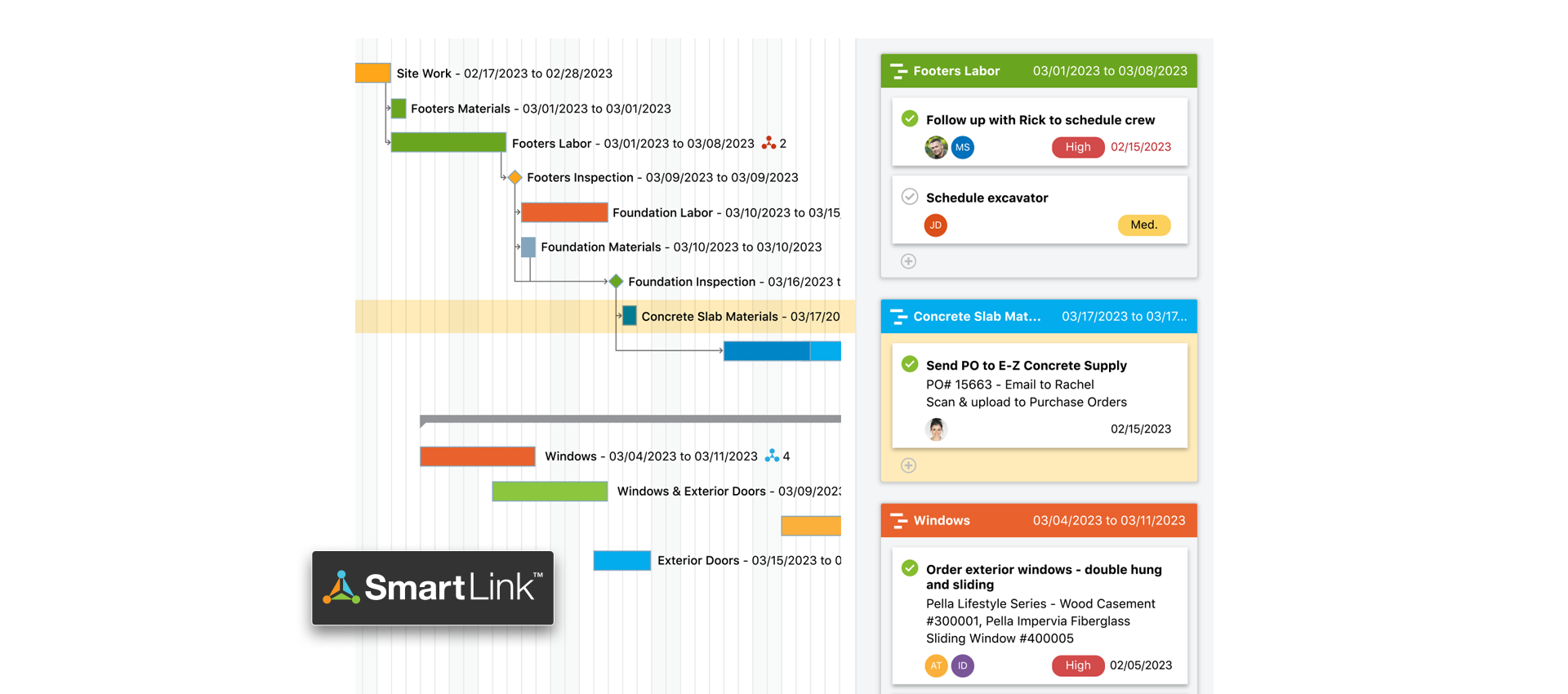 SmartLink - only in ConstructionOnline | Link Construction Schedule Tasks and Project To Dos | Construction Scheduling Software