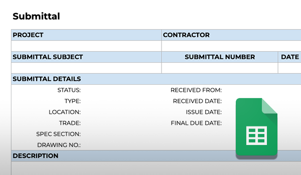 Submittal Template + Submittal Log Template