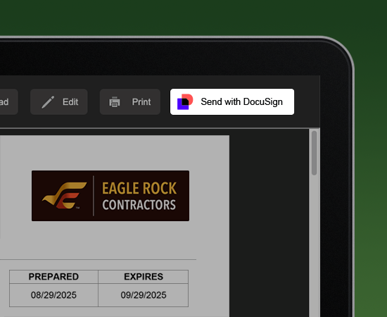 Send Documents Out for Signature Directly from your Construction Management Software with Docusign Integration