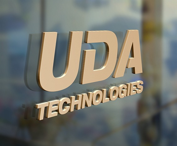 UDA logo on glass